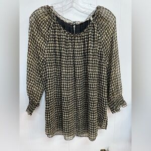 Soft‎ Surroundings Brown Pattern Long Sleeve Blouse NWT